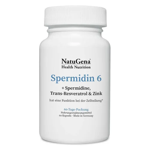NatuGena Spermidin 6 | 60 vegane Kapseln mit Zink & Trans-Resveratrol