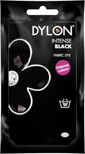 Dylon Handfärbemittel, intensives (Samtschwarz), 50 g Handfärbebeutel Intense (Samt) Schwarz, Polyester, (Pack of 1)