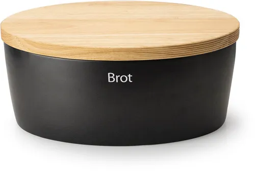 Continenta Brotkasten aus Keramik mit Holzdeckel