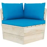 vidaXL Garten-Paletten-Ecksofa mit Kissen aus imprägniertem Fichtenholz - Trendiges Ecksofa aus imprägniertem Fichtenholz mit modischen Kissen. Ideal für entspannte Stunden im Freien, flexibel kombinierbar und langlebig für jeden Garten oder Terrasse.