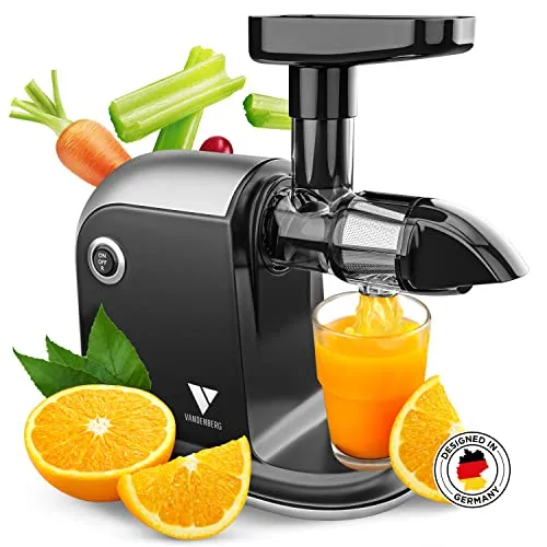 Vandenberg DAS ORIGINAL - Slow Juicer 150 W, vitaminschonender Entsafter für Obst und Gemüse mit Umkehrfunktion und kompaktem Design