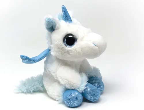 Cornelissen - Kuscheltier - Einhorn - weiß/blau sitzend - 20 cm