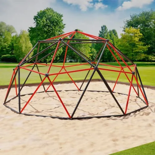 VESKA Klettergerüst Dome Climber für Kinder - Schaukeln: Robuste Kletterkuppel aus Stahl mit 305 cm Durchmesser, ideal für aktive Kinder ab 3 Jahren - fördert die motorischen Fähigkeiten und den Spielspaß!