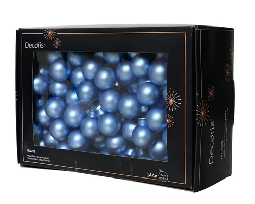 Kaemingk Weihnachtsbaumkugel, Weihnachtskugeln am Draht 2cm Glas 144 Stück - Himmelblau matt