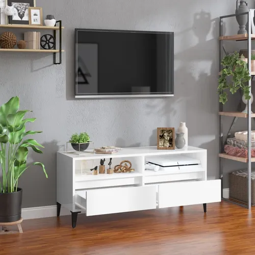 The Living Store TV-Schrank Hochglanz-weiß 100x34,5x44,5 cm