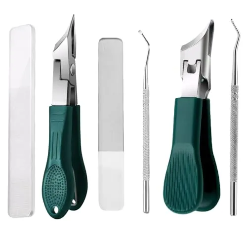 Stück Schräger Nagelknipser,Weithals Spritzwassergeschützt Gebogene Nagelknipser,mit Feile und Nagelpick,Geeignet für Eingewachsene Nägel und Dicke Nägel (Groß 12CM+ Klein 8.6CM) 2