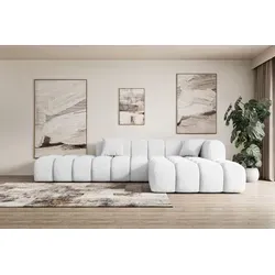 Altdecor Ecksofa, Weiß, 6-Sitzer, L-Form mit Ottomane