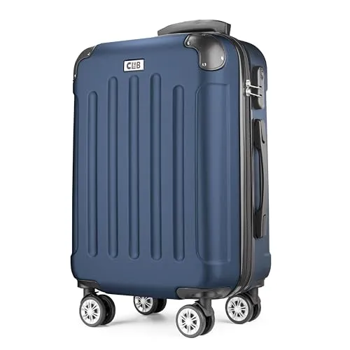 POSH Hartschalenkoffer Koffer & trolleys rollkoffer handgepäck reisekoffer mit Rollen | Koffer groß, mittelgroß, klein ABS | Leichter Kofferset 3 teilig im M-L-XL (Navy blau, L)