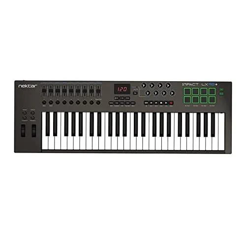 Nektar Impact LX49+ USB MIDI Keyboard Controller - 49 anschlagdynamische Tasten, ideal für Musiker und Produzenten, inklusive Bitwig 8-Track und Cherry Audio Plugin Bundle für kreative Möglichkeiten.