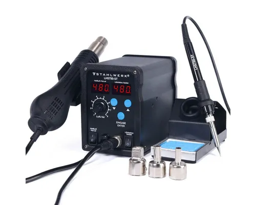 STAHLWERK 2 in 1 Heißluft-Lötstation LHS750-ST - Lötgeräte mit 750 Watt, ideal für präzise Löt-, Rework- und Entlötarbeiten – schnelle Aufheizzeit und 7 Jahre Garantie für höchste Qualität.