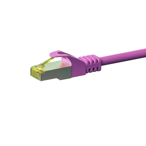 Danicom RJ45 Netzwerkkabel S/FTP (PiMF) - mit CAT 7 Rohkabel - Rosa - 0,50m, POE, Ethernet, LAN, Patchkabel, Datenkabel, RJ45 - für Serverschränke, Switches, Router, Modems!