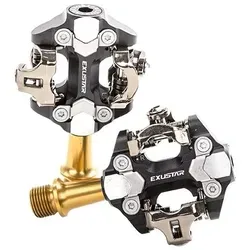 Exustar E-PM222TI Klickpedale - Hochwertige Fahrradpedale für optimale Kraftübertragung - Fahrradpedale mit Titanachse für geringes Gewicht und hohe Stabilität, ideal für ambitionierte Radfahrer.