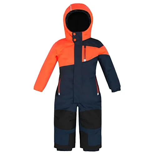Killtec Kinder Skioverall 38469-814 - wasserdicht und atmungsaktiv in dunkelnavy/neon orange - Schneeanzug für Jungen, winddicht und mit 10.000 mm Wassersäule, perfekt für kalte Tage. Komfortabler An- und Ausziehen durch langen Reißverschluss und windeltauglich.