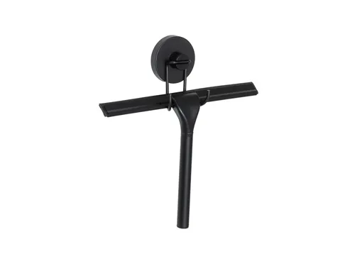 WENKO Vacuum-Loc Duschabzieher - Befestigung ohne Bohren, rostfreier Edelstahl in Schwarz für streifenfreies Abziehen und dauerhafte Sauberkeit