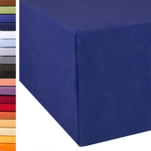 aqua-textil Exclusiv Spannbettlaken 90x200-100x220 cm royal blau Jersey Baumwolle 230g/qm Spannbetttuch Elastan Laken