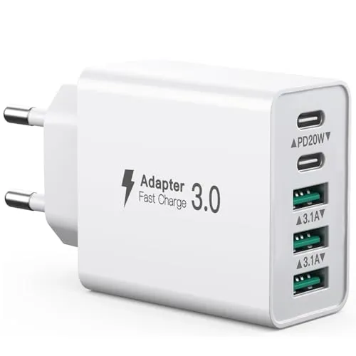 USB C Ladegerät 50W mit 5 Anschlüssen