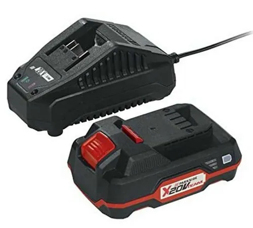 Parkside 20 V Akku PAP 20 B1 mit Ladegerät PLG 20 C1 - Akku mit 20 V und 2 Ah für langlebige Leistung. Lithium-Ionen-Technologie ohne Memory-Effekt. Inklusive Ladegerät mit LED-Anzeige und schneller Ladezeit – ideal für Heimwerkerprojekte.