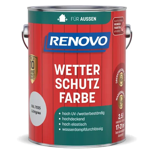 Renovo Wetterschutzfarbe lichtgrau RAL 7035 von Renovo