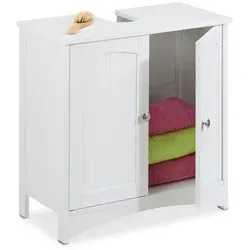 Waschbeckenunterschrank Badunterschrank in Weiß - Badezimmerschrank mit 2 Türen, freistehend und ideal für platzsparende Aufbewahrung im Badezimmer. Modernes Design in Weiß für eine stilvolle Einrichtung.