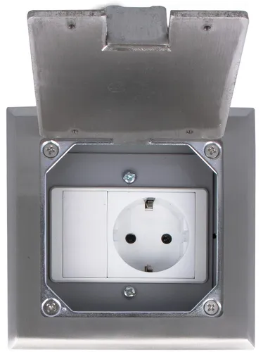 Einbausteckdose 1 Fach inkl. VDE Steckdose Bodensteckdose Bodentank versenkbar