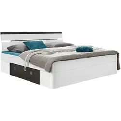 Mid.you Stauraumbett 180x200 cm mit LED-Beleuchtung - Doppelbett in Anthrazit und Weiß mit 2 Bettschubladen für optimale Stauraumnutzung und stimmungsvolle LED-Beleuchtung. Ideal für ein modernes Schlafzimmer.