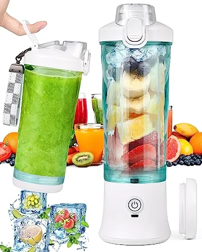 Dreamhigh® Mixer Smoothie Maker, 600ml Tragbarer Mixer für Smoothies und Shakes mit 6 Klingen, 4000mAh Mini Mixer Kann 25 Tassen Saft auspressen für Büro, Camping und Reisen