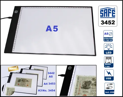 SAFE-3452-LED-Leuchtplatte-Leuchttafel-A5-USB-Dimbar- Für-DIAS-Negative