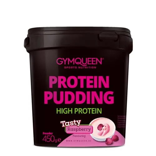 GymQueen Protein Pudding 450g Himbeere - Hochwertiger High-Protein Snack - Vitamine & Nahrungsergänzungsmittel - 25g Eiweiß pro Portion, ohne Zuckerzusatz, schnell und einfach zubereitet für einen cremigen Genuss!