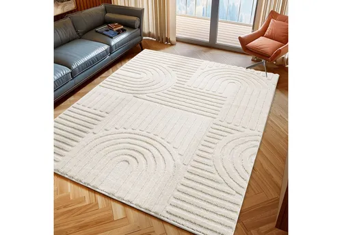 Novel Hochflorteppich Art, Creme, 80x150 cm - Teppiche, Hochflorteppich im Boho-Stil, pflegeleicht und Oeko-Tex® Standard 100 zertifiziert - ideal für ein gemütliches Zuhause.
