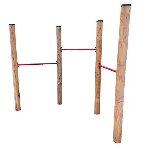 Loggyland Reckanlage, Turnreck, Reck, Metallreck, Kinderreckanlage (3er Reck Lärche 90 cm, rot)