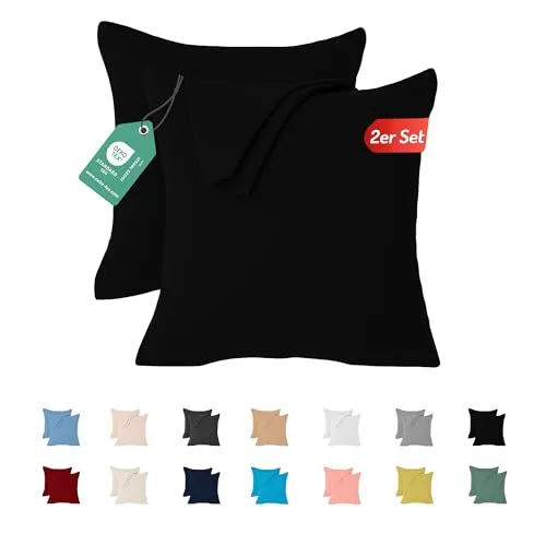 Livessa 2er Set Kissenbezug 40x40 aus%100 Baumwolle Jersey Stoff - Verdeckter Reißverschluss, Kopfkissenbezug 40x40 cm, Kissenhülle, Ultra weich und atmungsaktiv, Oeko-Tex Zertifiziert