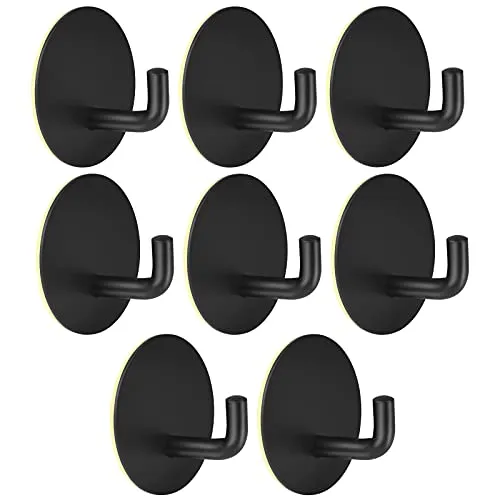 smatime 8 Stück Haken Selbstklebende, Edelstahl Handtuchhaken Kleiderhaken Wandhaken Schwarz Ideal für Bad Toilette Küche Büro,Ohne Bohren