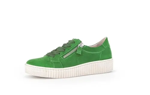 Gabor Plateau Schnürschuhe Damen 31373535333934 Grün 37 EU - Sneaker aus grünem Leder mit Reißverschluss und Schnürung. OPTIFIT Wechselfußbett für individuellen Komfort und BEST FITTING für höchste Bequemlichkeit im modischen Gabor-Look.