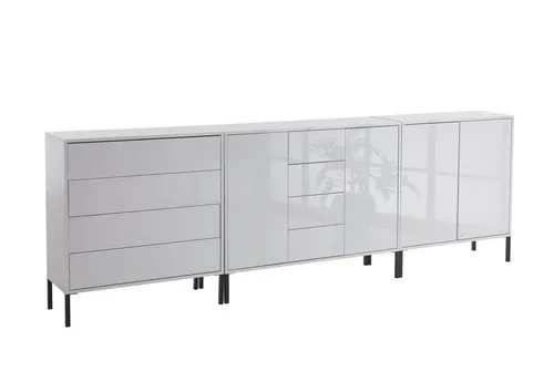 BMG Möbel Kommode Sideboard Mailand Set 11 - Moderne Kommode in Weiß Hochglanz, 3-teilig mit Push-to-open-Funktion und 8 Schubladen für optimalen Stauraum. Ideal für stilvolle Wohnräume.