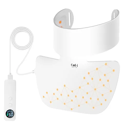 COOL-i ® Dermaroller LED-Halsmaske - Mikrodermabrasion mit 660 nm Rotlicht & 850 nm Infrarot für effektive Phototherapie, FDA-zertifiziert und ideal zur Hautverjüngung.