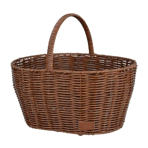 UNUS Kinder-Einkaufskorb Weidenkorb Groß für den Kaufladen Picknickkorb Osterkorb braun mit Griff