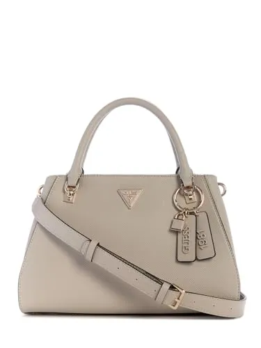 Guess Noelle II Luxury Henkeltasche 24 cm - Taupe - Die stilvolle Guess Noelle II Handtasche aus hochwertigem Material bietet praktische Fächer für Ordnung und einen eleganten Look. Mit verstellbarem Riemen und Bodennägeln für Stabilität ist sie perfekt für jeden Anlass.