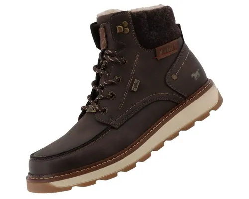 Mustang Herren TEX-Stiefel gefüttert Dunkelbraun - Wanderschuhe mit wasserabweisender TEX-Membrane, warm gefüttert und ideal für kalte Tage. Modischer Stiefel aus Kunstleder mit bequemem Fleece-Innenfutter und robustem Gummi für optimalen Halt.