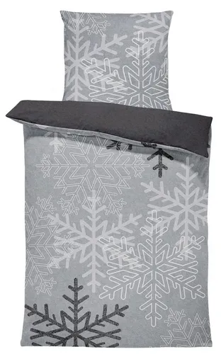 One Home Bettwäsche Winter Thermofleece, Fleece, 2 teilig, Kristalle und Schneeflocken, kuschelig flauschig warm weich Modern