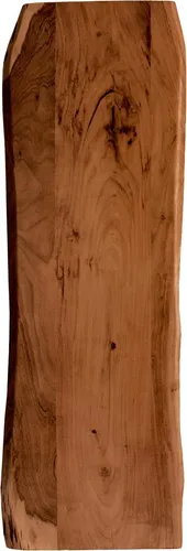 Holzplatte 120x40 cm Tonia, Tischplatte aus Akazienholz massiv + nussbaumfarben, Baumkanten-Platte für Heimwerker, geeignet für Arbeitsplatten, Tische & Fensterbretter