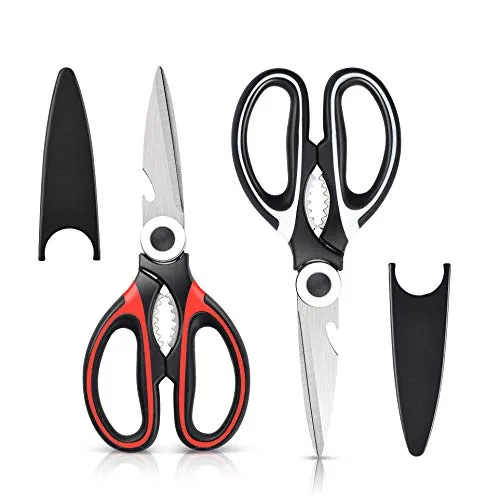 Multifunktions-Küchenschere, 2er-Pack, Edelstahl, mit Klingenschutz, zum Schneiden von Huhn, Fisch, Fleisch, Gemüse, Kräutern