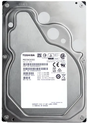 Toshiba MG03ACA300 3TB 7200U/min Festplatte - 3,5 Zoll SATA III HDD mit 7200 RPM und 64MB Cache, ideal für Desktop-PCs und Mac, bietet niedrigen Geräuschpegel und hohe Zuverlässigkeit.