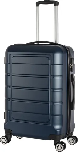Hartschalenkoffer Trolley 4-Rollen 68L - Dunkel-Blau - Robuster Koffer mit 68 Litern Volumen, 4 gummierten 360° Doppel-Rollen für müheloses Reisen und einem hochwertigen Zahlenschloss für Sicherheit. Ideal für Urlaub und Business-Trips.