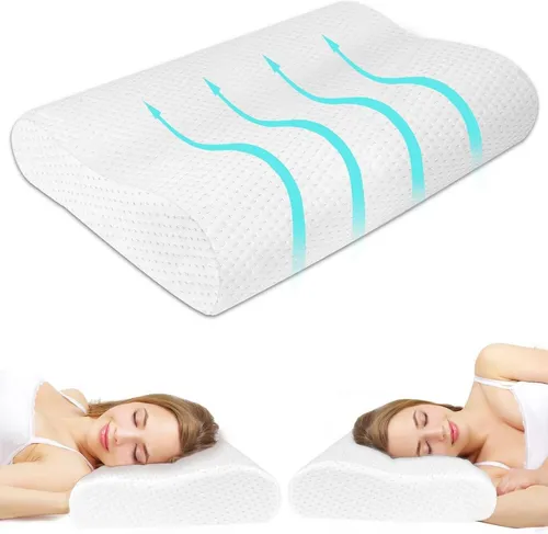 Memory Foam Orthopädisches Nackenstützkissen Weiß - Ergonomisches Schlafkissen für optimalen Halt und Komfort, ideal zur Linderung von Nackenverspannungen während des Schlafs.