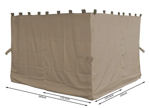QUICK STAR 4 Seitenteile für Pavillon Paris 3x4m - Gartenlauben - 4-teiliges Seitenwandset aus 100% Polyester in Sand, ideal für zusätzlichen Wind- und Sichtschutz, einfach zu montieren mit Reißverschluss und Klettbändern.