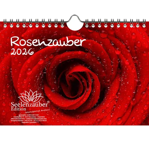 Rosenzauber DIN A5 Kalender für 2026 Rosen und Blüten - Seelenzauber