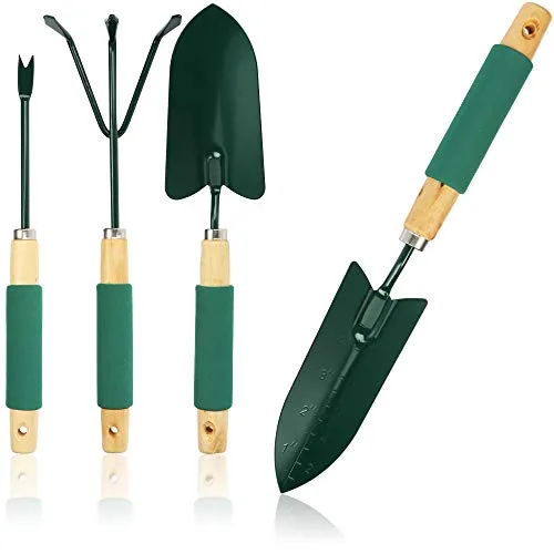 com-four® 4-teiliges Set Gartengeräte - Gartenwerkzeug mit Blumenkelle, Handschaufel, Blumenrechen und Unkrautstecher - Gartenset für Pflanzen und Gartenarbeit (04-teiliges Gartenset)