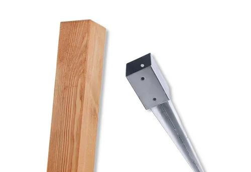 BooGardi Zaunpfosten Holzpfosten imprägniert KDI, (1-St., 7x7x80cm · Vierkantpfosten mit Einschlaghülse), Größenwahl Kantholz Holzbalken 7x7 9x9 Bauholz