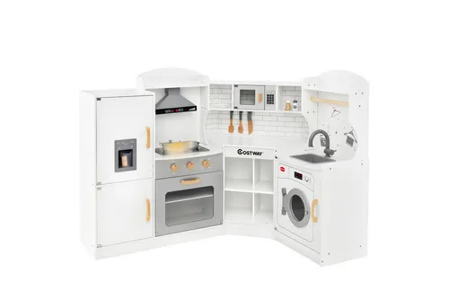 COSTWAY Eck Spielküche mit Licht & Sound - Erlebe Kochspaß mit der COSTWAY Eck Spielküche! Mit realistischen Geräuschen, einem Platz für 4 Kinder und viel Stauraum ist sie das perfekte Geschenk für kleine Köche.