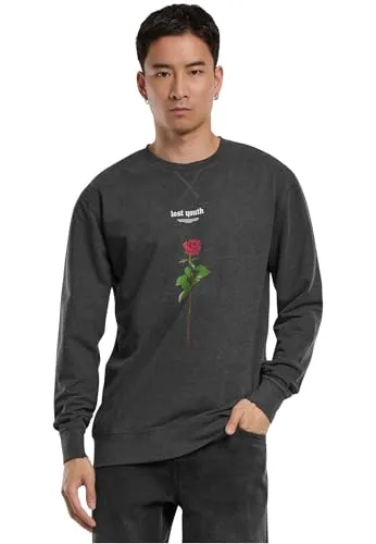 Mister Tee Herren Sweatshirt Lost Youth Rose Crewneck XL - Stylisches Sweatshirt für Herren in Charcoal mit einzigartigem Lost Youth Design, perfekt für lässige Looks und gemütliche Tage.